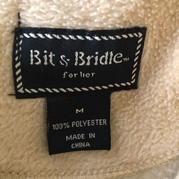 Bit & Bridle Vintage Fleece Running Horses Zip Up Sz M - Picture 6 of 6